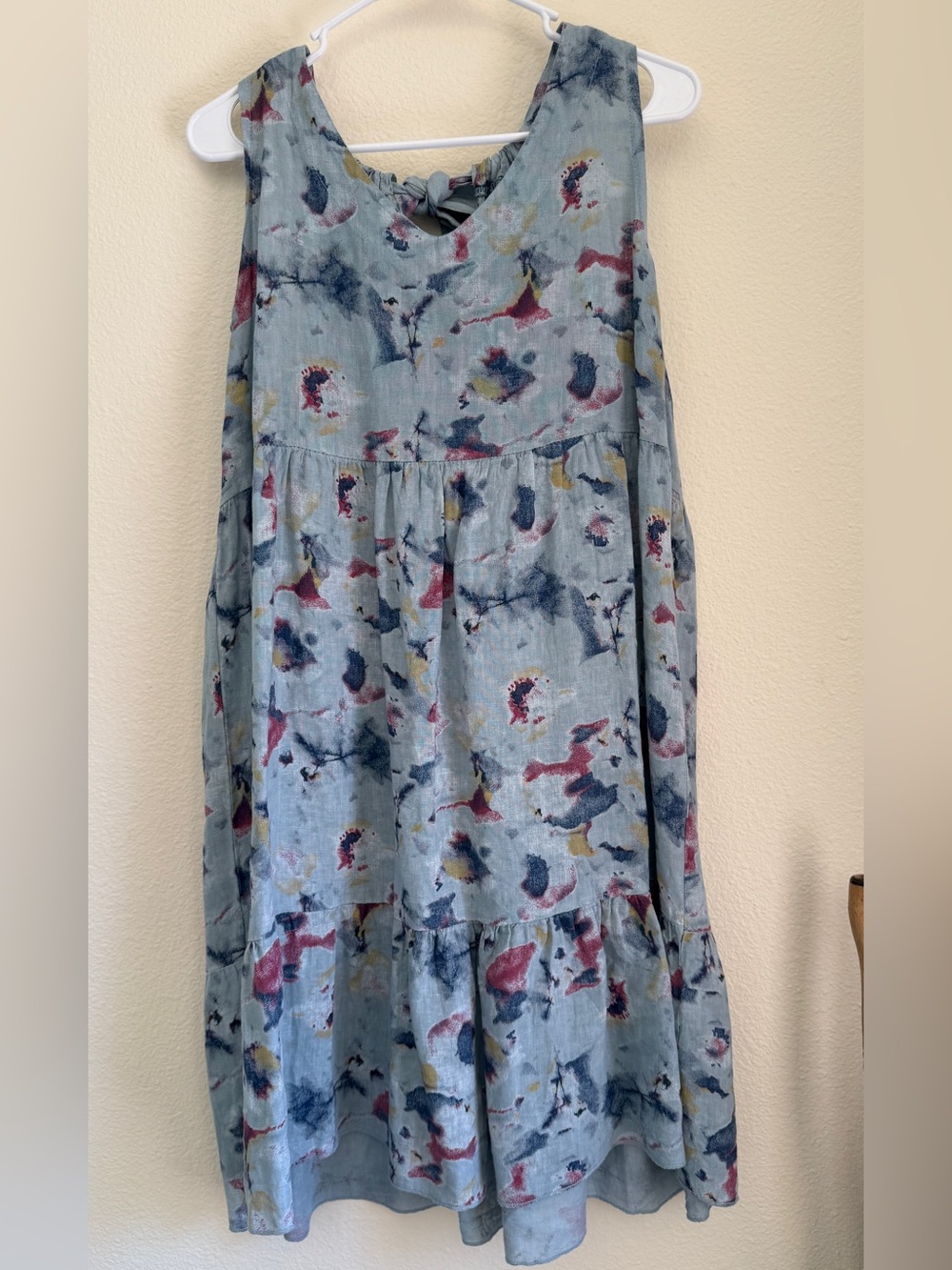 Bellambia 100% Linen Swing Dress Made in Italy Abstract Print Size M